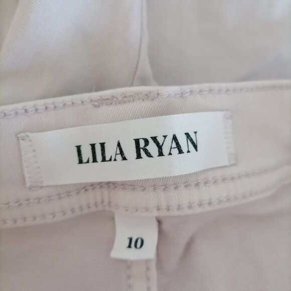 Lila Ryan Womens Ivory Mid Rise Flat Front Slack Pocket Straight Pant Size 10 - Picture 4 of 6